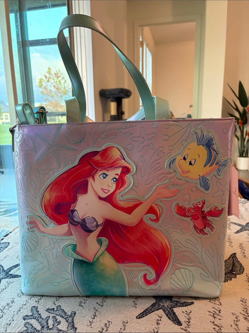 Loungefly Pastel Ariel Tote with Red Hair and Mint Straps